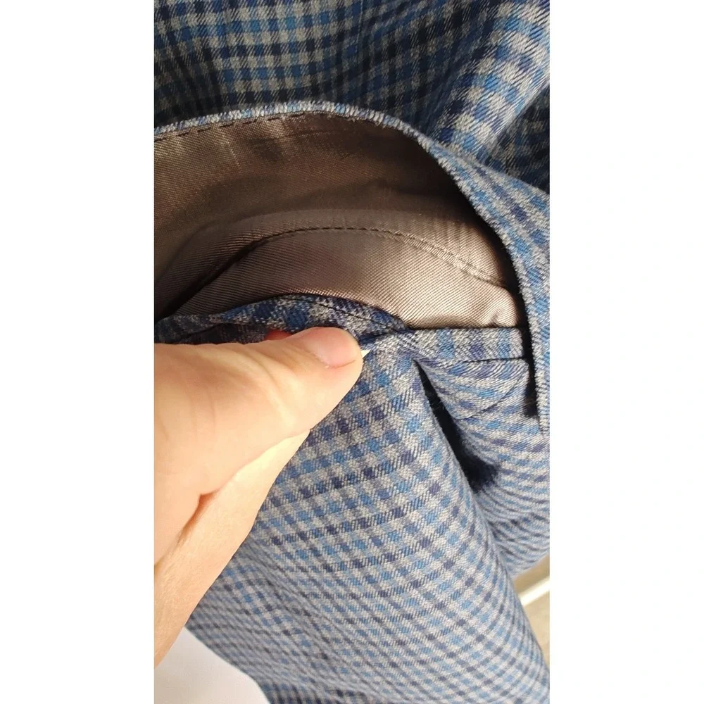 JB Britches Blazer‎ Logan Sport Coat 44R Blue Grey Micro Check Two Button Wool